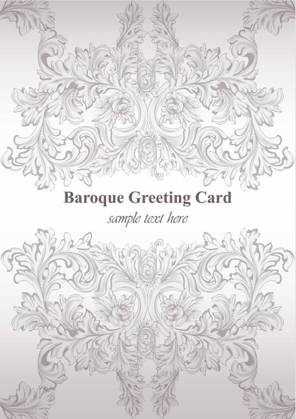 Luxury invitation card Vector. Royal victorian pattern ornament. Rich rococo backgrounds. Pale lavender colors - Διάνυσμα, εικόνα