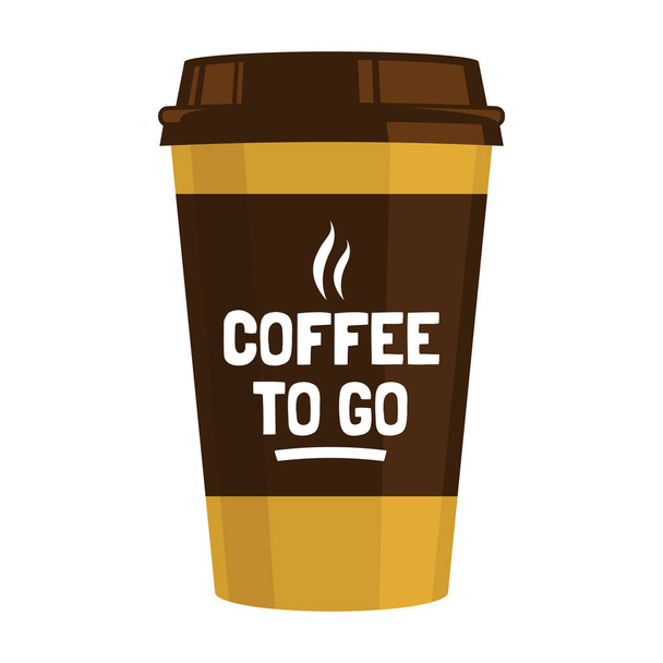Disposable coffee cup flat illustration isolated on white background. Coffee to go. Decorative element for menu, ad, poster design. Vector eps 10. - ベクター画像