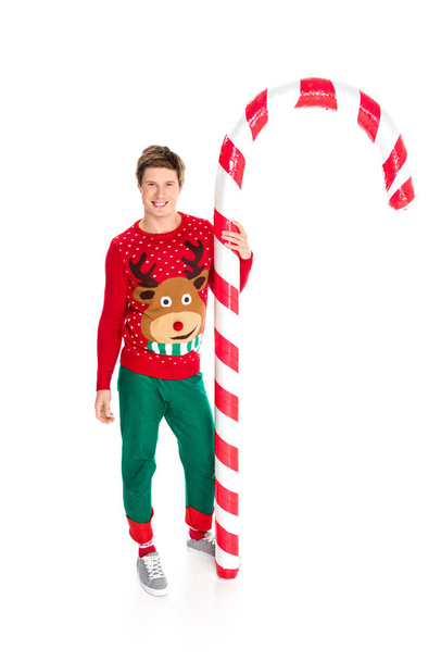man with christmas decorative lollipop - Foto, Imagem