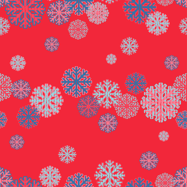 Seamless background with decorative snowflakes. Scribble texture. Textile rapport. - Vector, Image