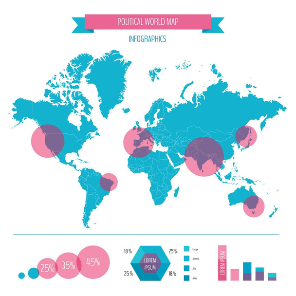 World map infographic. Vector illustration. - Vector, Imagen