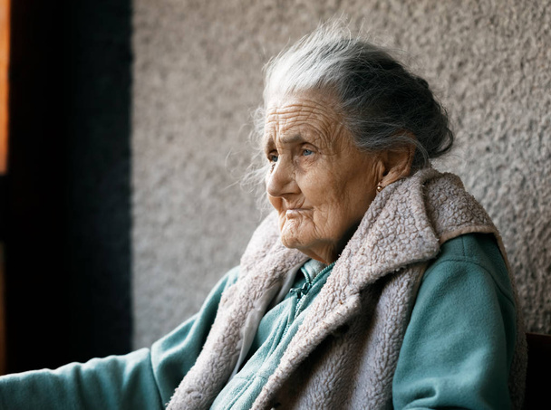Portrait of a very old wrinkled woman - Photo, Image