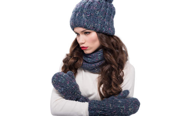 Cheerful woman in warm clothes - Foto, imagen