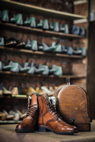 Ayakkabı yapımı. Ayrıntılı görünüm - Fotoğraf, Görsel