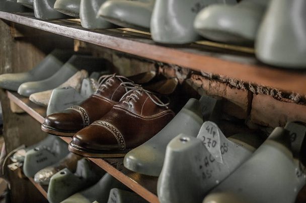 Shoes making. Details view - 写真・画像