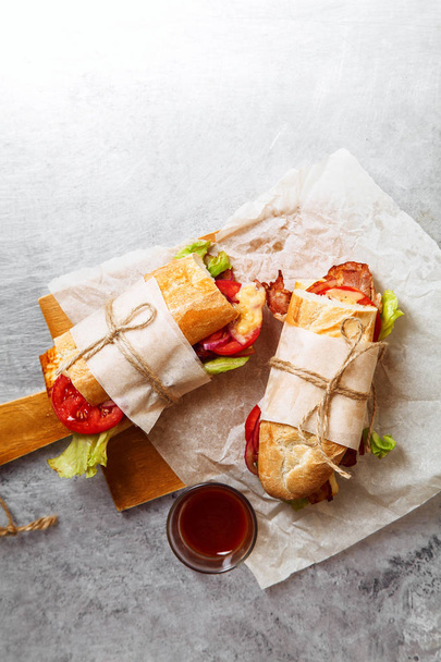 Fresh baguette sandwiches bahn-mi styled - Φωτογραφία, εικόνα