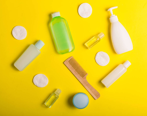 Cosmetics on a yellow background - Photo, Image