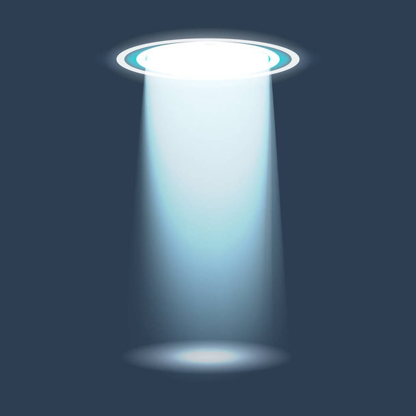 UFO light vector. Alien sky beams. Ufo spaceship with beam, saucer ufo flying illustration - Vector, Image