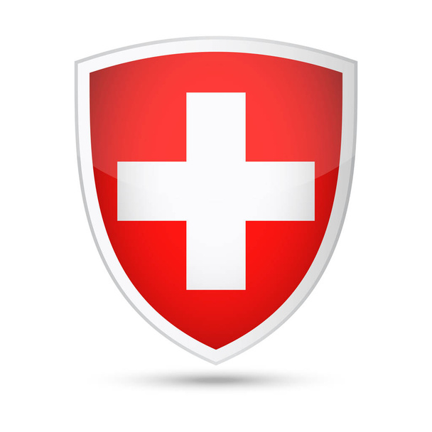 Suíça Bandeira Vector Shield Ícone
 - Vetor, Imagem