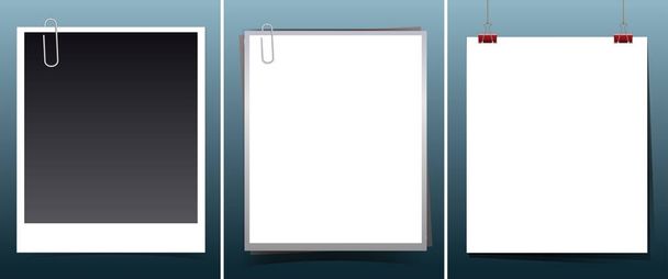 Three templates of white and black papers - Vector, Image