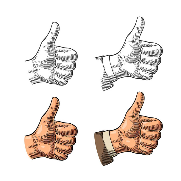 Ruka se symbolem Like. Making thumb up gesto. - Vektor, obrázek