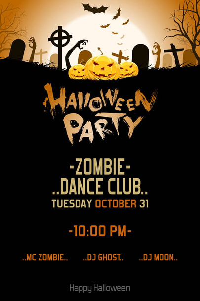 Halloween Zombie Party Poster - Vector, Image