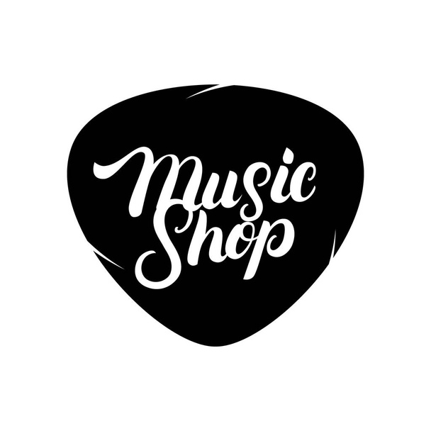 Music Shop hand written lettering logo, label, badge, emblem. - Vetor, Imagem