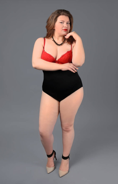 Overweight woman in underwear - Φωτογραφία, εικόνα