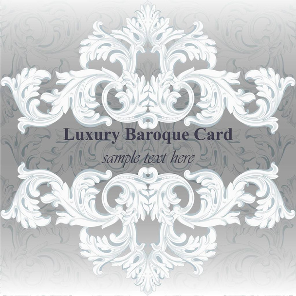 Luxury invitation card Vector. Royal victorian pattern ornament. Rich rococo backgrounds. Neutral gray colors - Vektör, Görsel