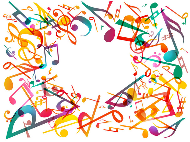 Colorful Music notes. Vector Illustration Abstract white background. - Vector, Image