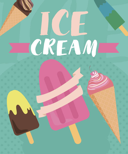 Ice cream poster  - Vector, Imagen