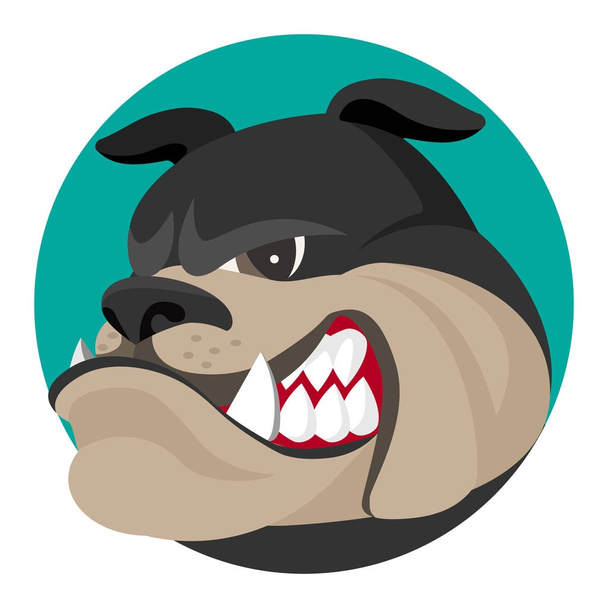 Angry bulldog face profile view vector realistic illustration. - Vector, Image