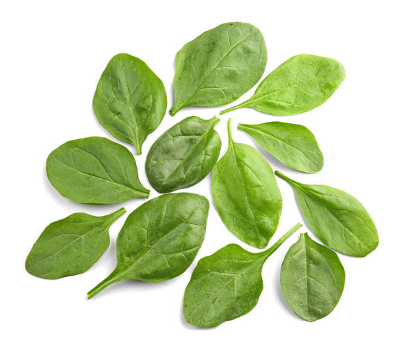 Fresh spinach leaves on white background - Фото, зображення