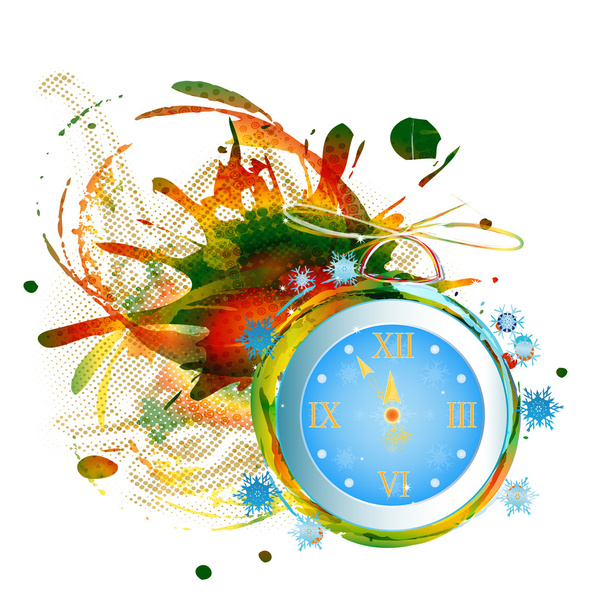New Years clock on a abstract background - Foto, immagini