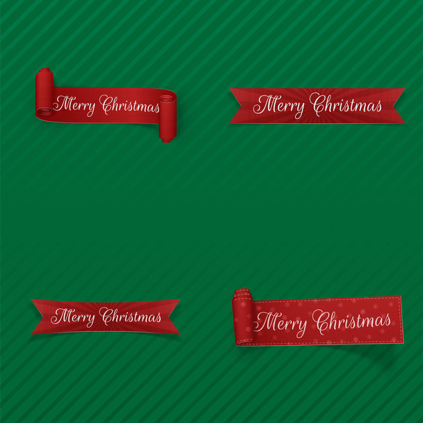 クリスマス グリーティング赤リボン コレクション - ベクター画像