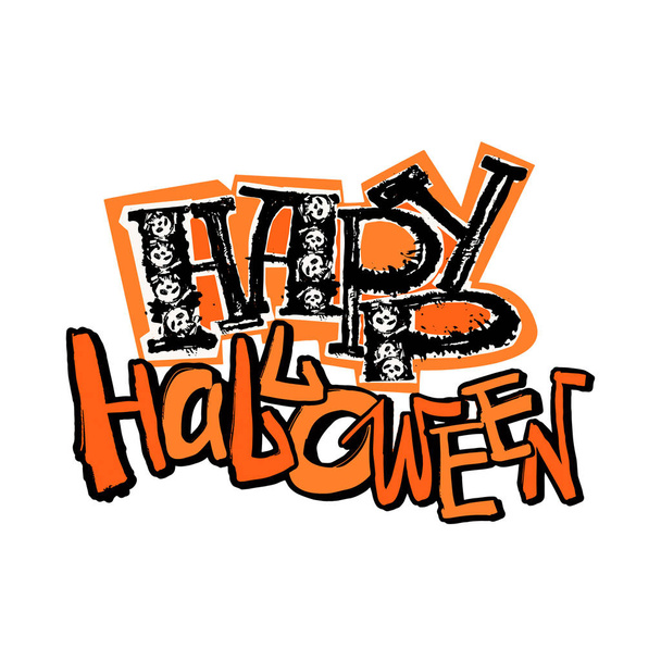 Halloween poster.Hand drawn textured funky ink print. - Vektor, obrázek