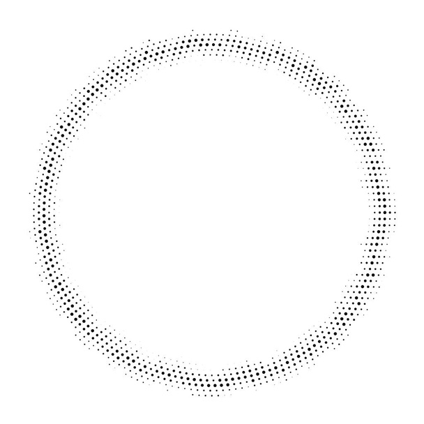 Polotónování tečkované pozadí kruhově distribuován. Vzorek polotónů vektorový účinek. - Vektor, obrázek