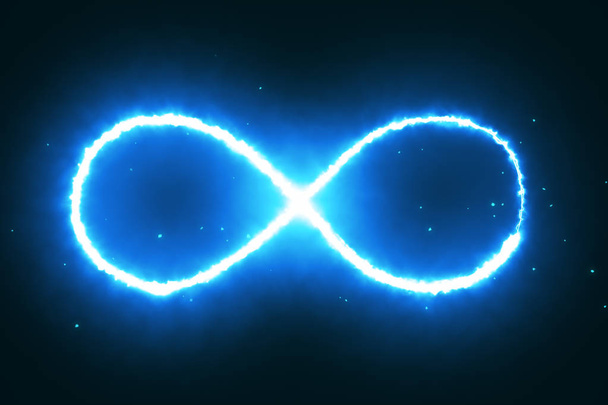 Illustration appearance of infinity shape from blue fire on dark background. - Photo, Image