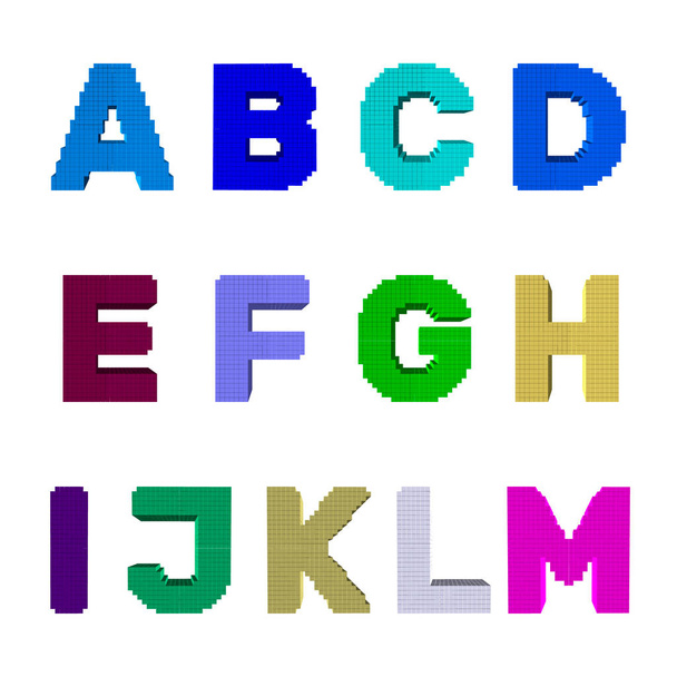 3d pixelated capital letter set.Vector colorful illustration.Fro - Vektor, Bild