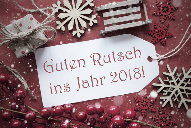 Dekorację świąteczną, etykiety z Guten Rutsch 2018 oznacza nowy rok - Zdjęcie, obraz