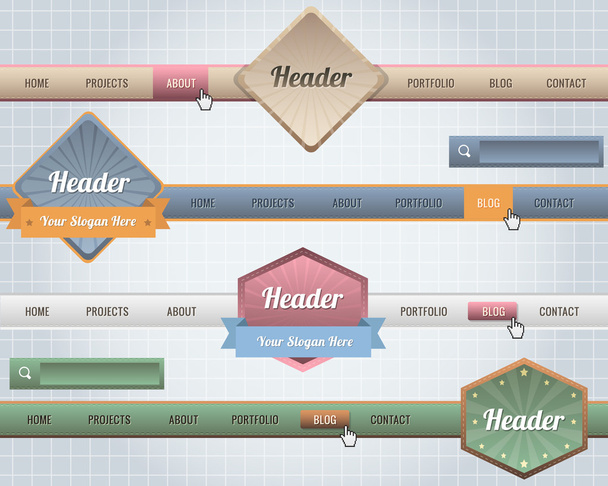 Web Elements Vector Header Navigation Templates Set - Wektor, obraz