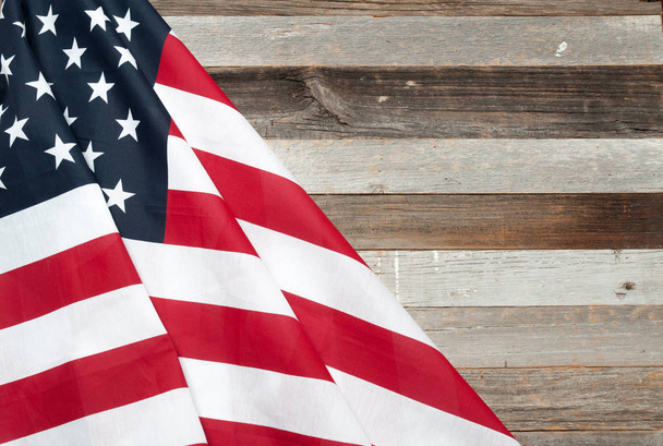 USA flag.  American flag on wood background. - Φωτογραφία, εικόνα