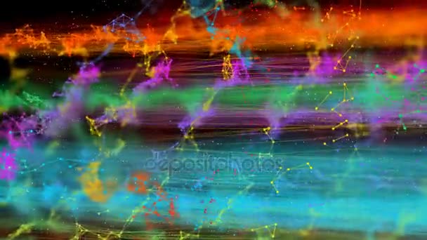 colored cosmic interactions of particles. cinematographic background. seamless loop. - Footage, Video