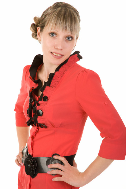 woman in a red blouse - Fotoğraf, Görsel