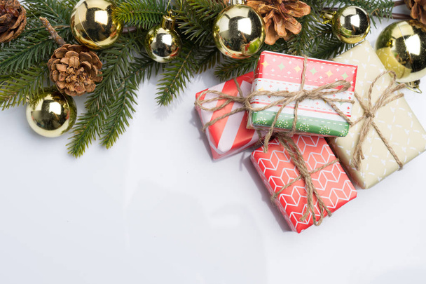 christmas gift presents in decorative boxes white - Fotó, kép