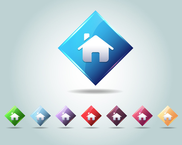 Vector Glossy home icon and multicolored - Vektor, obrázek