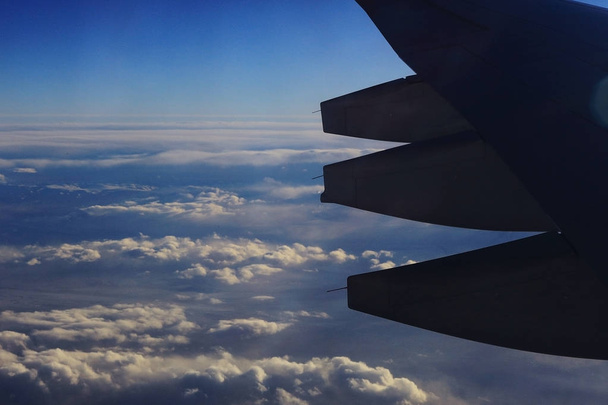 beautiful sunset sky, view from the airplane  - 写真・画像