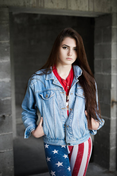 Gorgeous girl wearing USA themed clothes - Foto, immagini