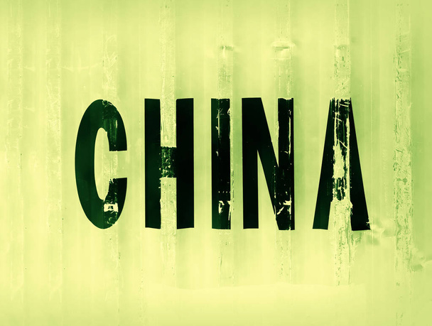 Green China delivery container textured background - Foto, afbeelding