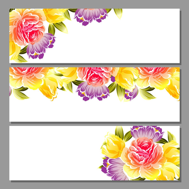Set of floral invitation cards - Vector, afbeelding