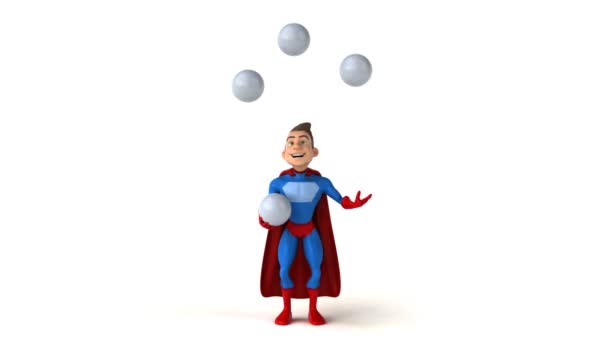 Leuk superheld jongleren met ballen  - Video