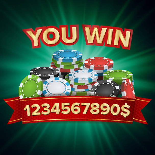 Hai vinto tu. Vettore di sfondo del vincitore. Illustrazione Jackpot. Big Win Banner. Per Casinò Online, Giocare a carte, Slot, Roulette. Poker Chips Stack
 - Vettoriali, immagini