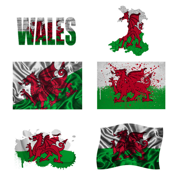 Welsh vlag collage - Foto, afbeelding