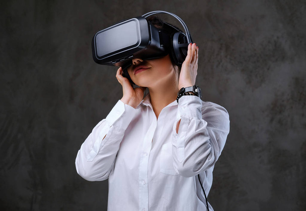 Female with VR glasses having fun.  - Φωτογραφία, εικόνα