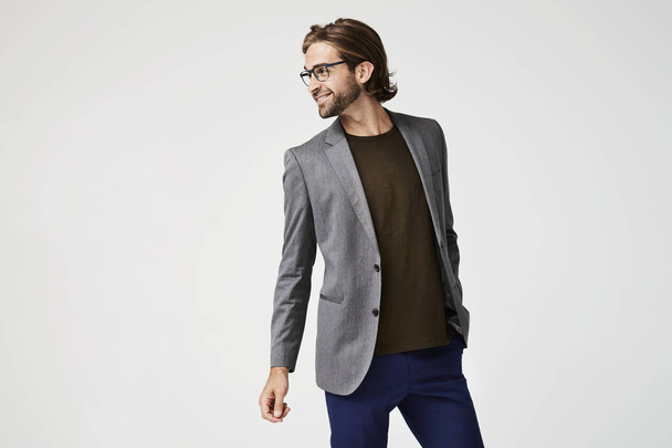 Happy man in jacket and glasses - Foto, immagini