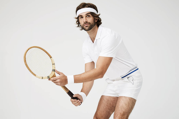 Tennis payer ready with racket - Foto, Bild