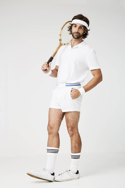 Tennis payer ready with racket - 写真・画像