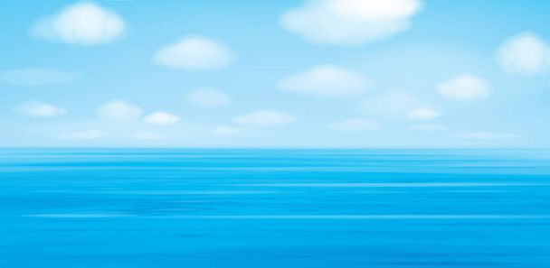 mavi deniz ve bulutlu gökyüzü  - Vektör, Görsel