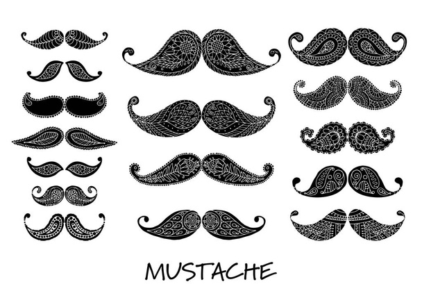 Mustache collection, ornate sketch for your design - Вектор,изображение