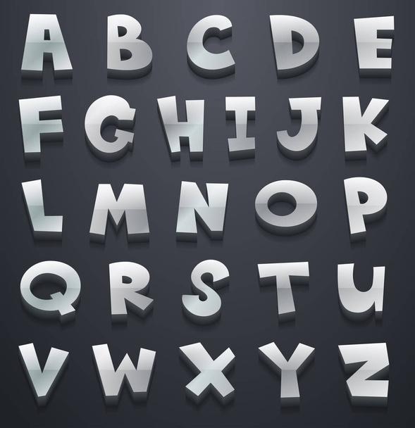 Font design for english alphabets in gray color - Vektor, Bild